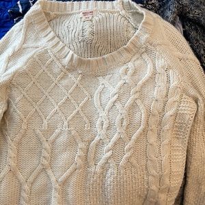 White cable knit sweater